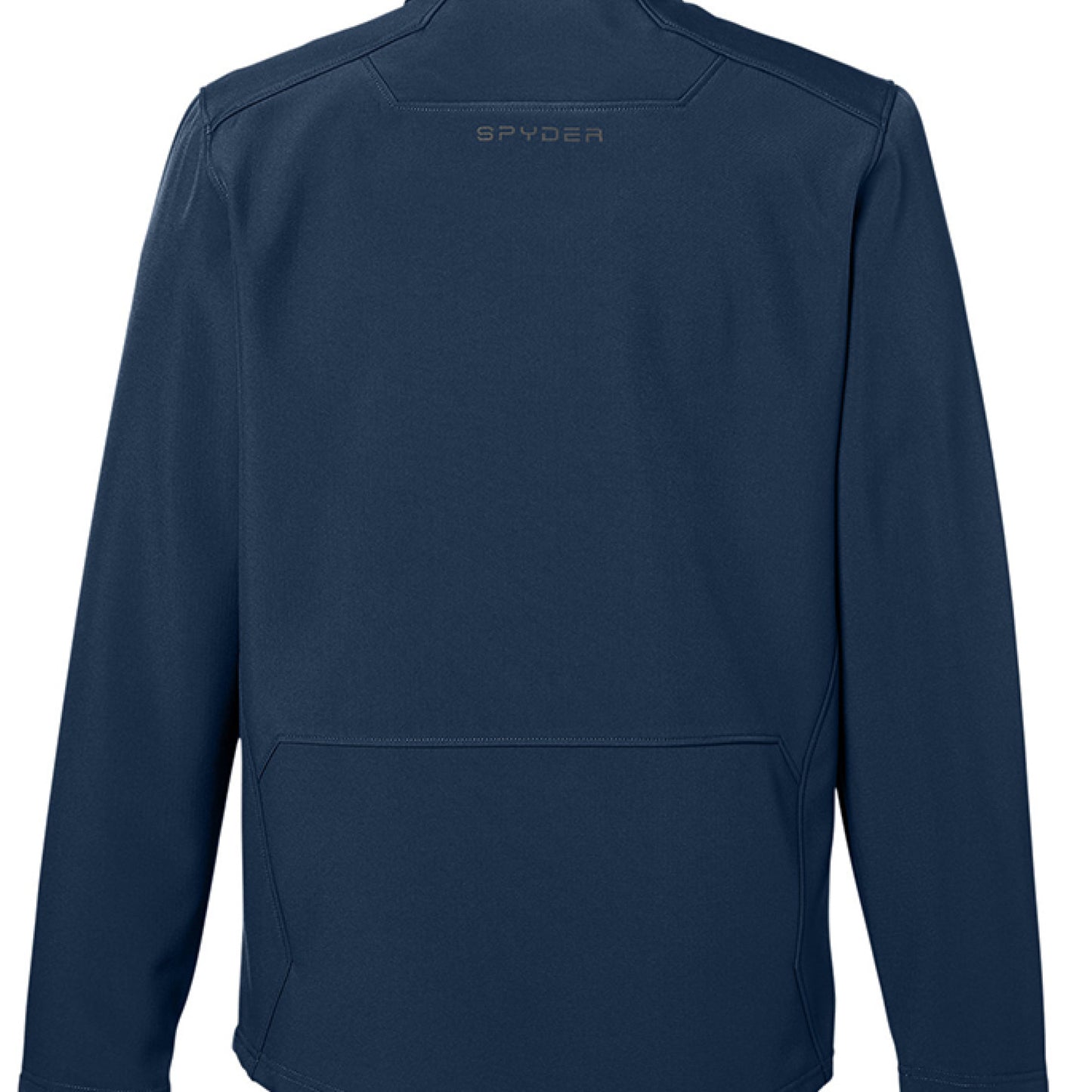 Navy blue Spyder jacket back view with logo and clean seams