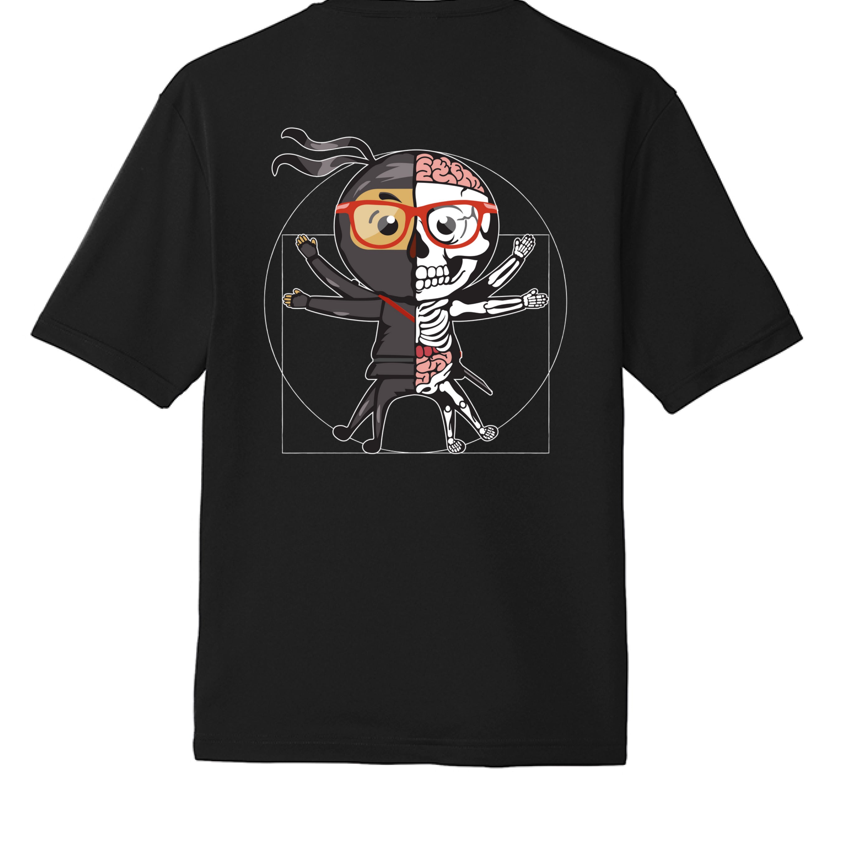 Vitruvian Ninja Nerd: Back Design T-Shirt