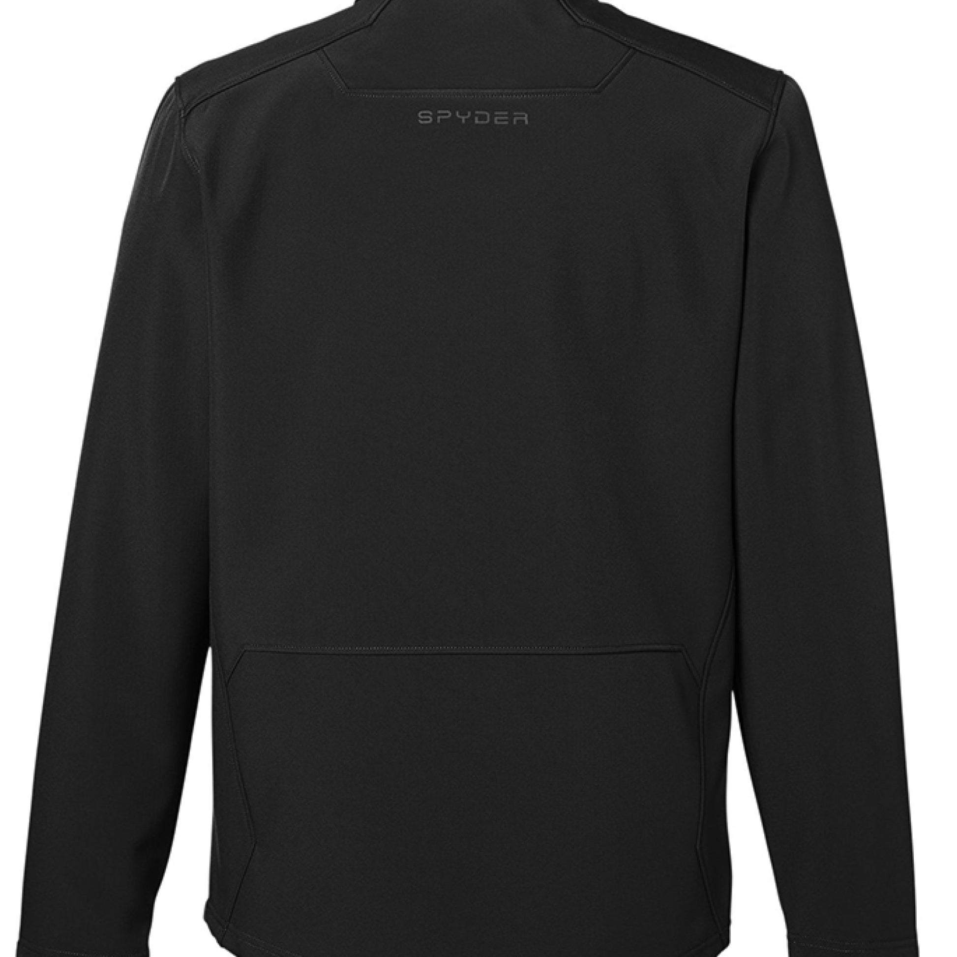 Back view of black Spyder jacket with long sleeves and minimalist design